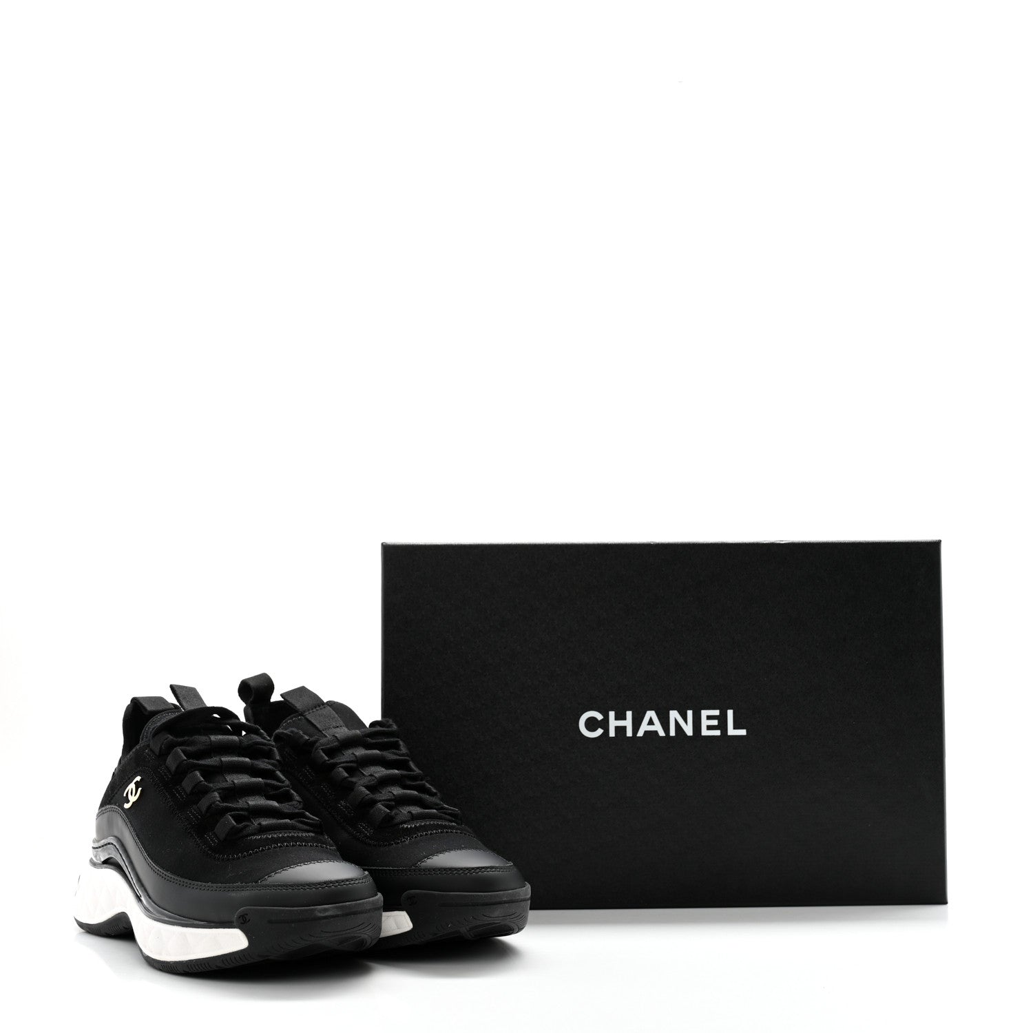 Chanel Velvet Calfskin Mixed Fibers CC Sneakers 36 Black 10 of 10