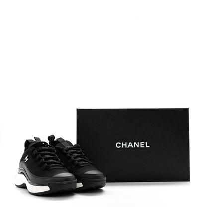 Chanel Velvet Calfskin Mixed Fibers CC Sneakers 36 Black 10 of 10