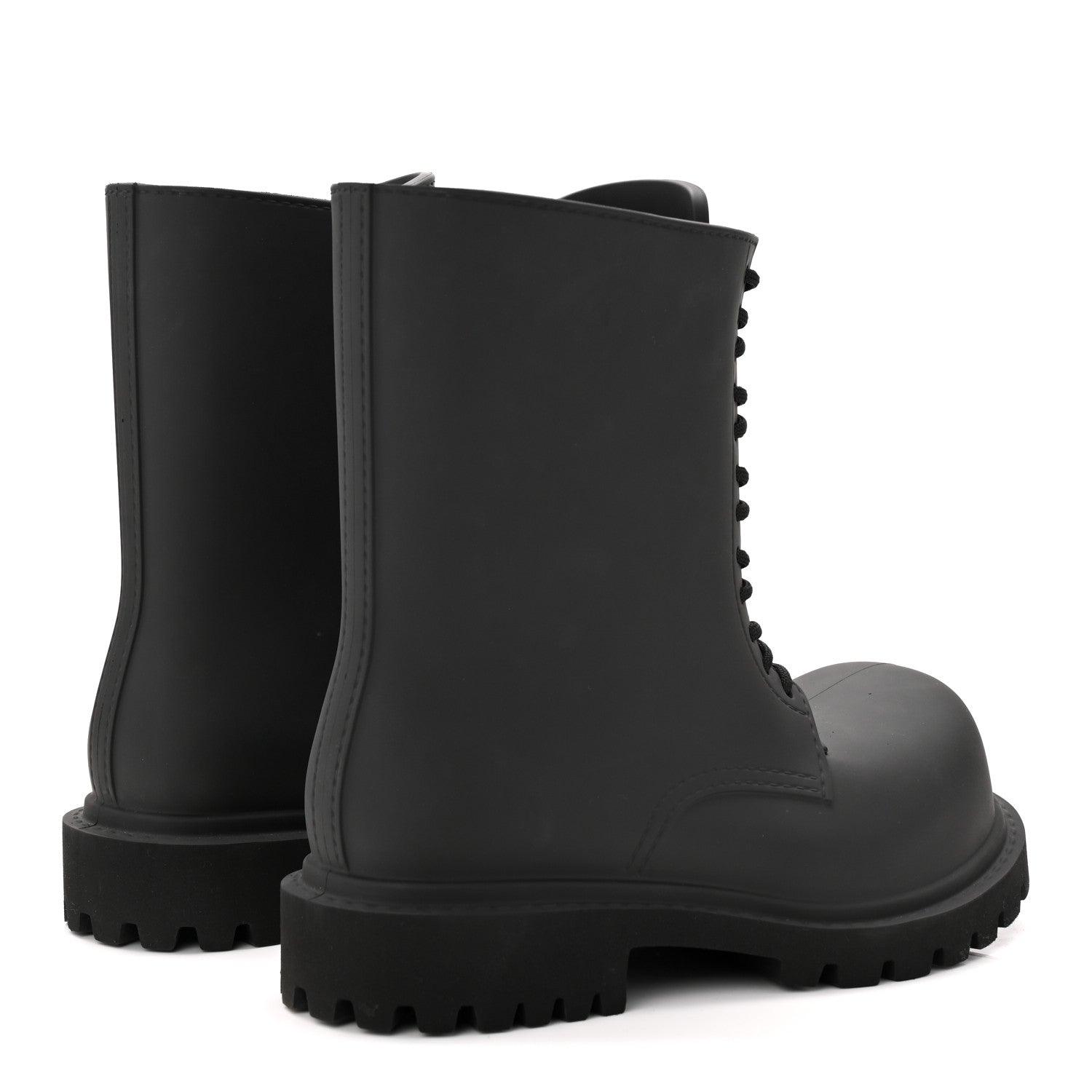 Balenciaga Rubber Mens Steroid Lace Up Boots 41 Black 1771508