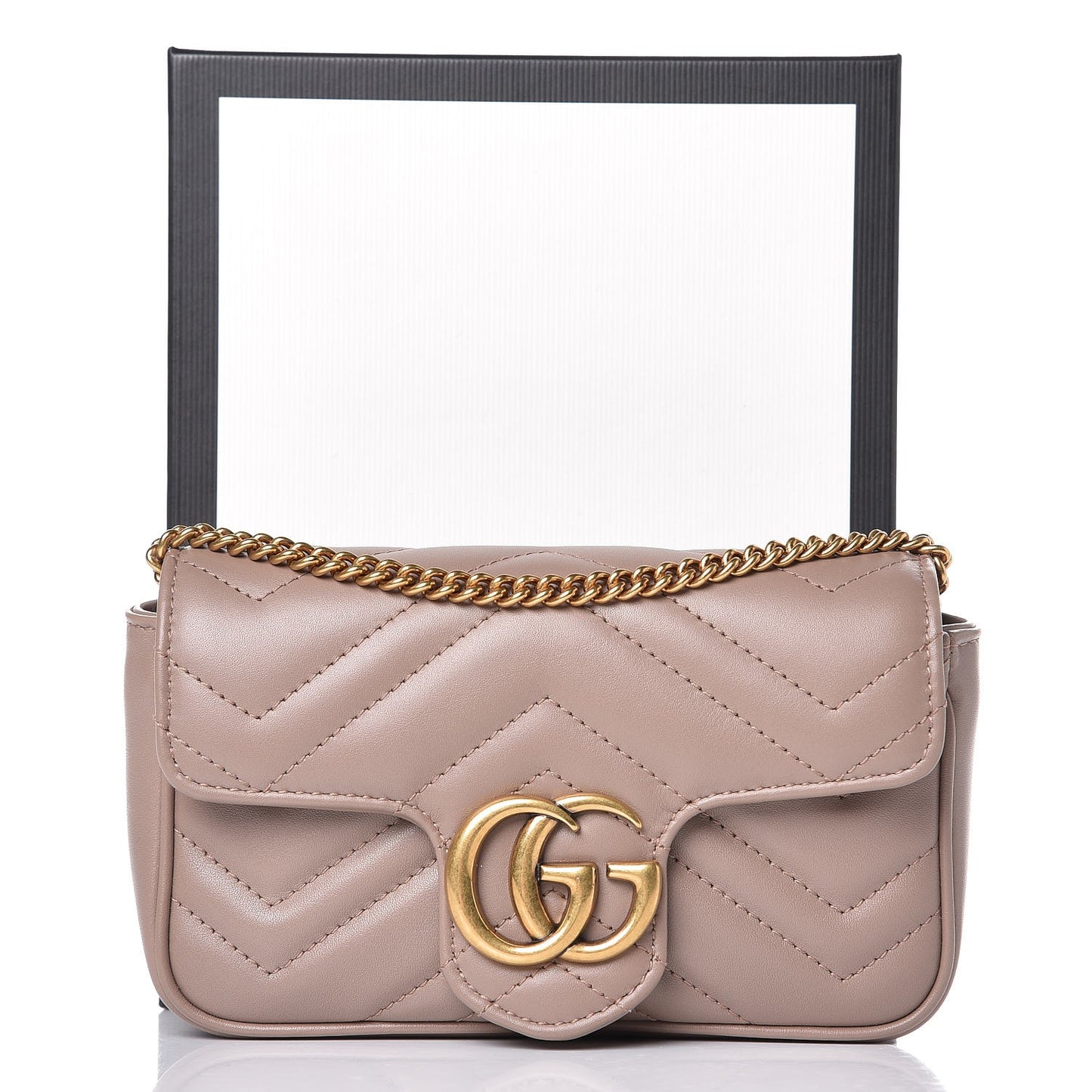Calfskin Matelasse Super Mini GG Marmont Shoulder Bag Porcelain Rose