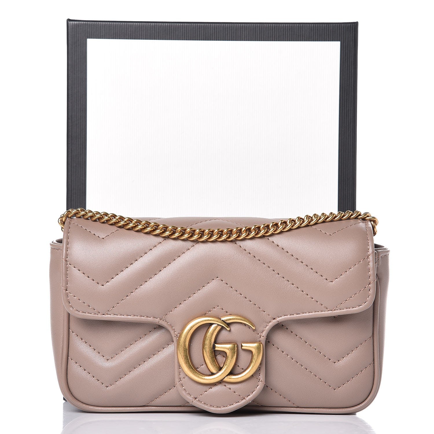 Gucci Calfskin Matelasse Super Mini GG Marmont Shoulder Bag Porcelain Rose 8 of 8