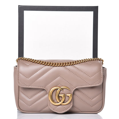 Gucci Calfskin Matelasse Super Mini GG Marmont Shoulder Bag Porcelain Rose 8 of 8