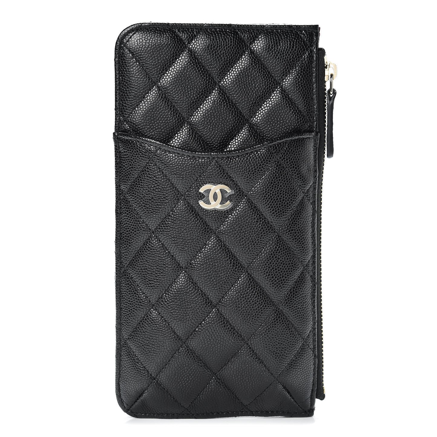 Caviar Quilted Classic Flat Wallet Pouch Black