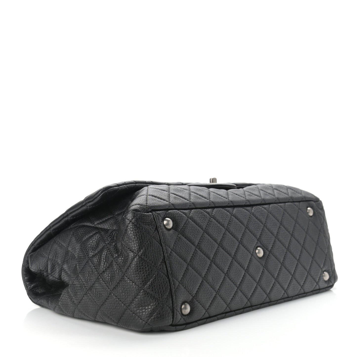 Calfskin Quilted XXL Travel Flap Bag Black