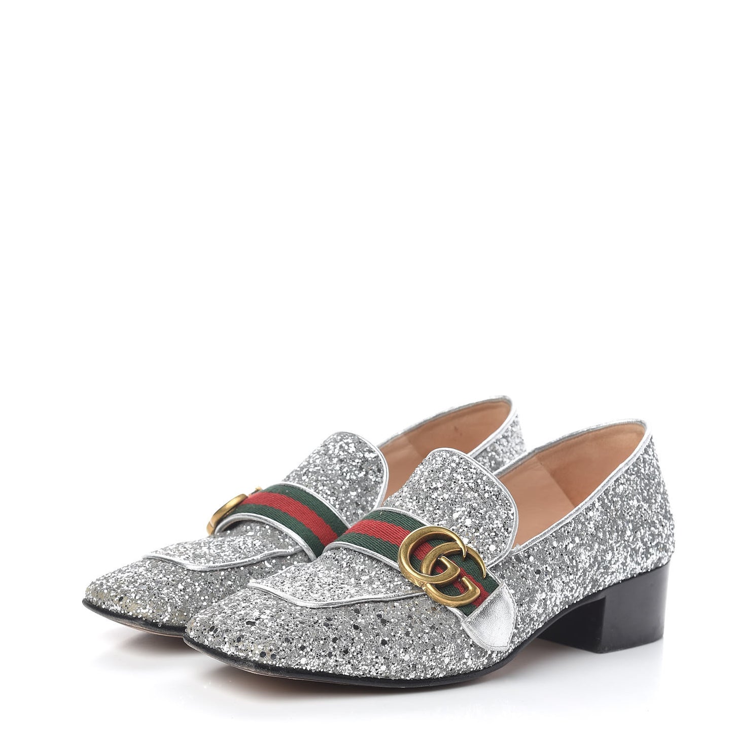 Glitter Web Peyton Loafers 38 Silver