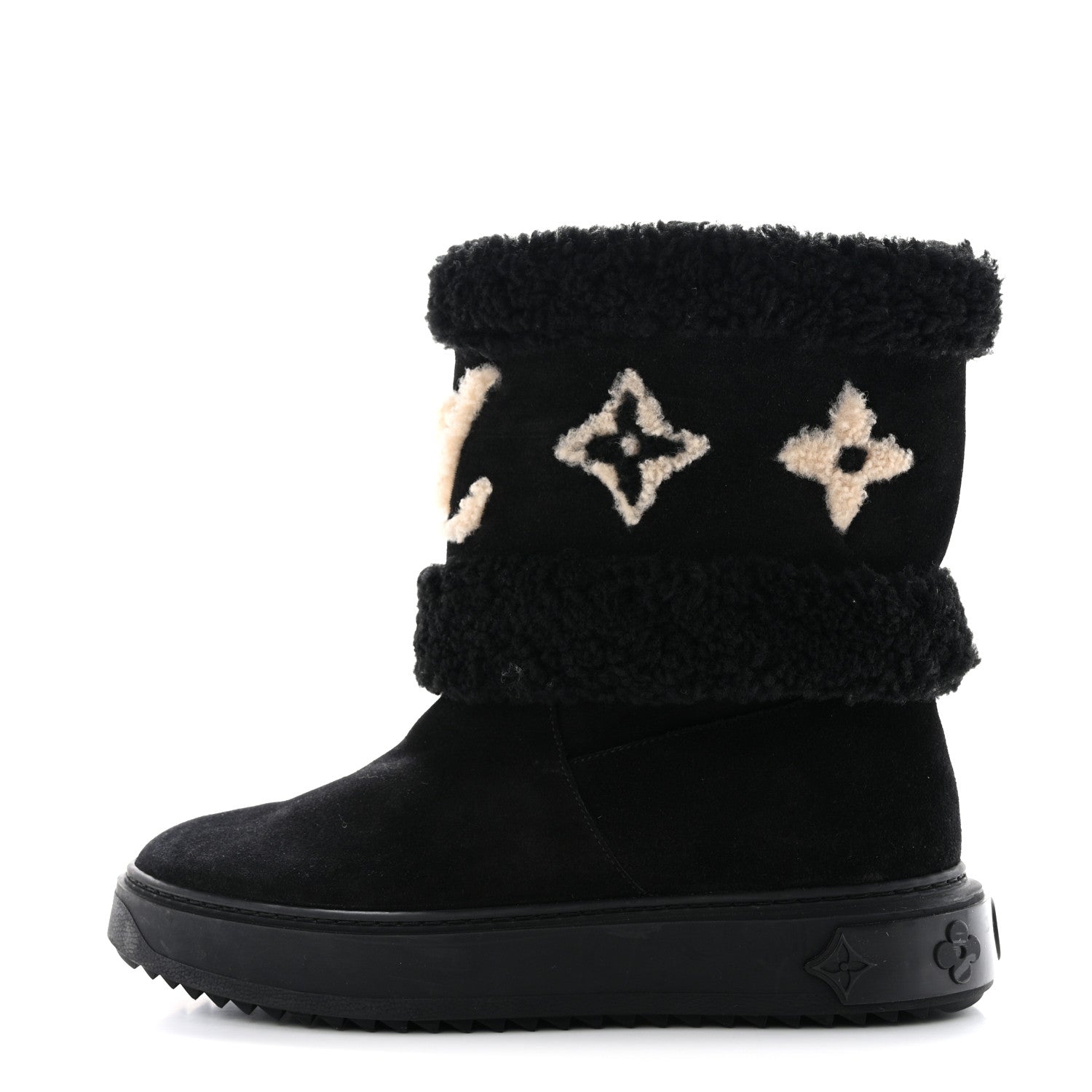 Louis Vuitton Suede Calfskin Shearling Snowdrop Flat Ankle Boot 39 Black 1 of 11