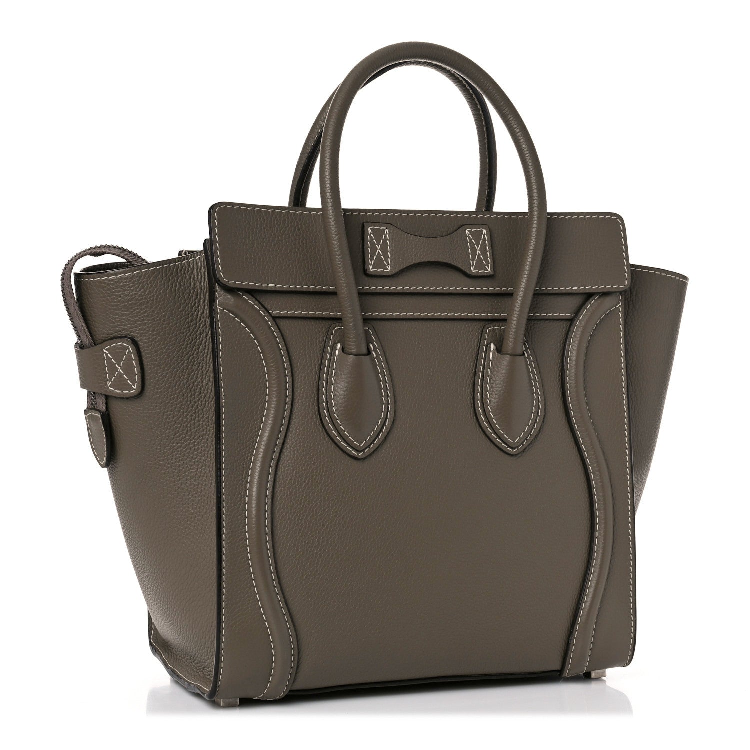 Celine Drummed Calfskin Micro Luggage Souris 2 of 13