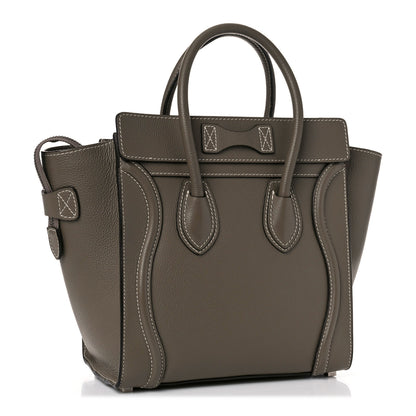 Celine Drummed Calfskin Micro Luggage Souris 2 of 13