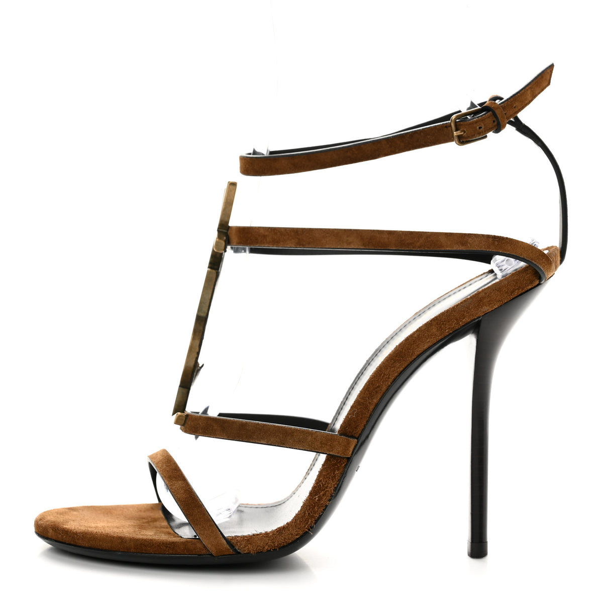 Saint Laurent Suede Cassandra 110 Sandals 37 Brown 1 of 11