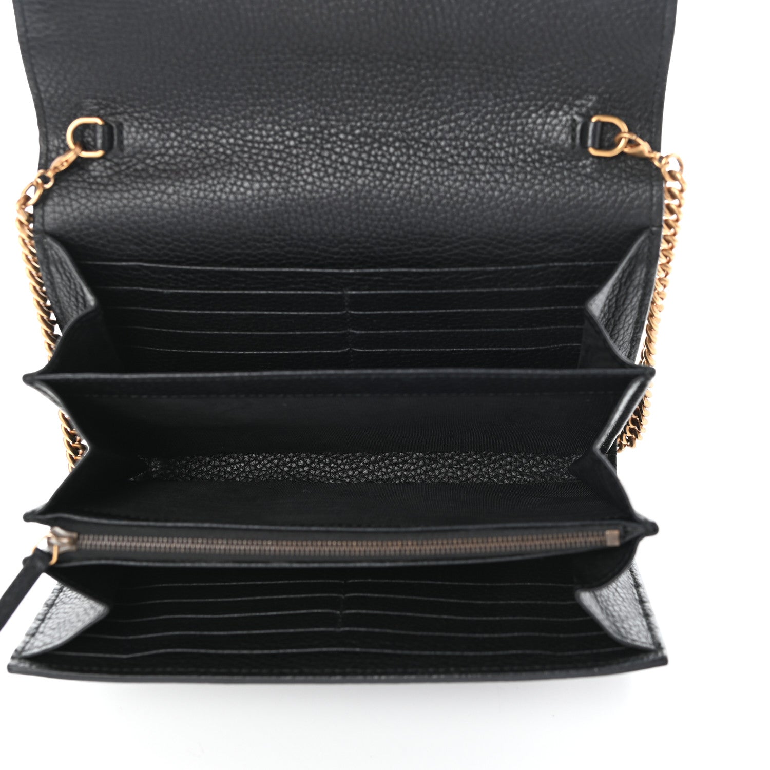 Gucci Calfskin GG Marmont Chain Wallet Black 5 of 10