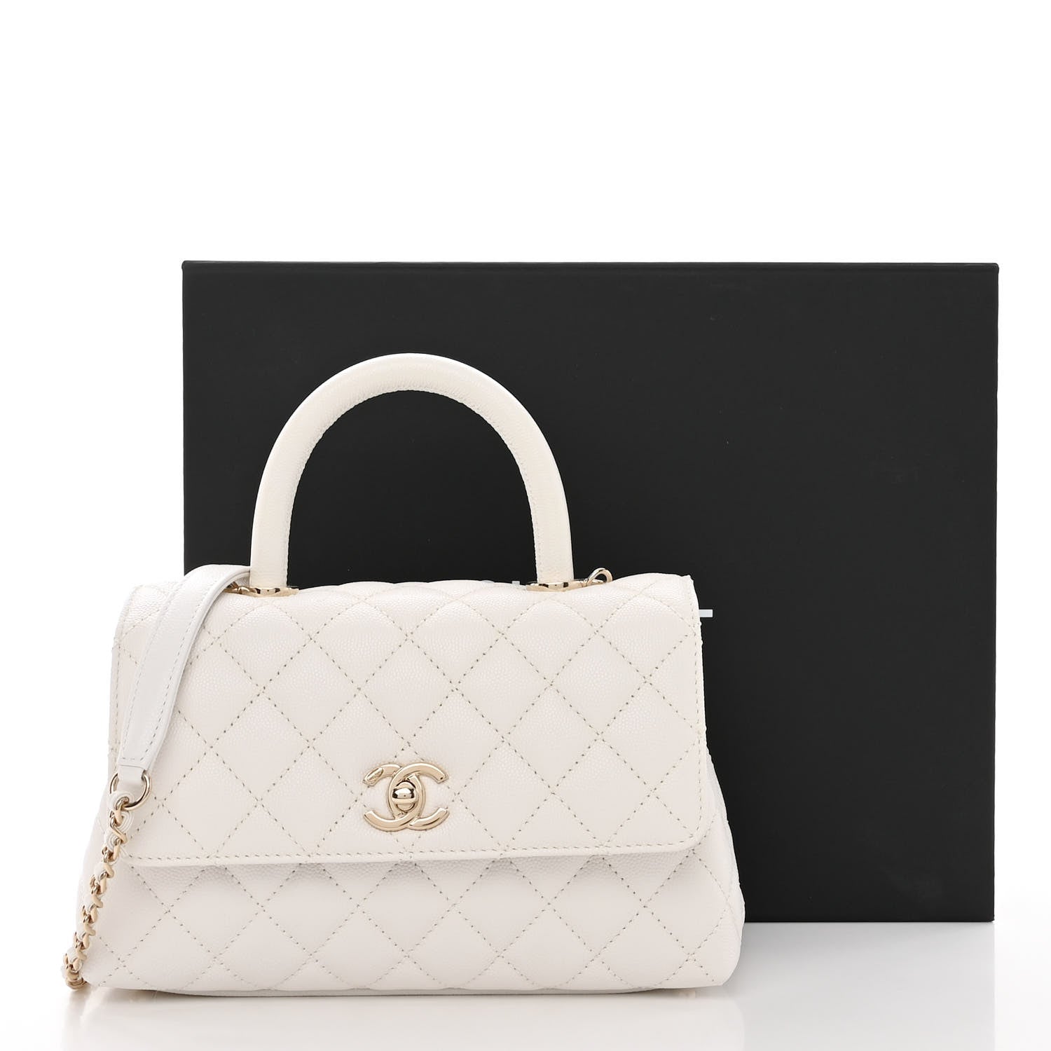 Chanel Caviar Quilted Mini Coco Handle Flap White 11 of 11