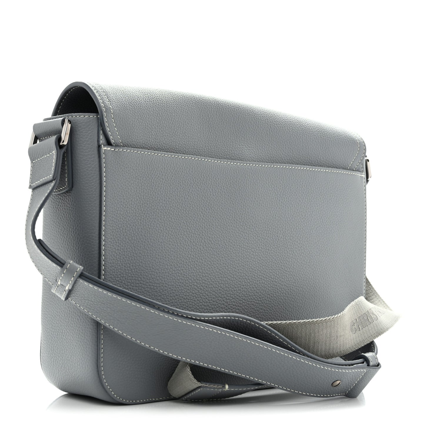 Grained Calfskin Large Saddle Messenger Bag Deep Grey