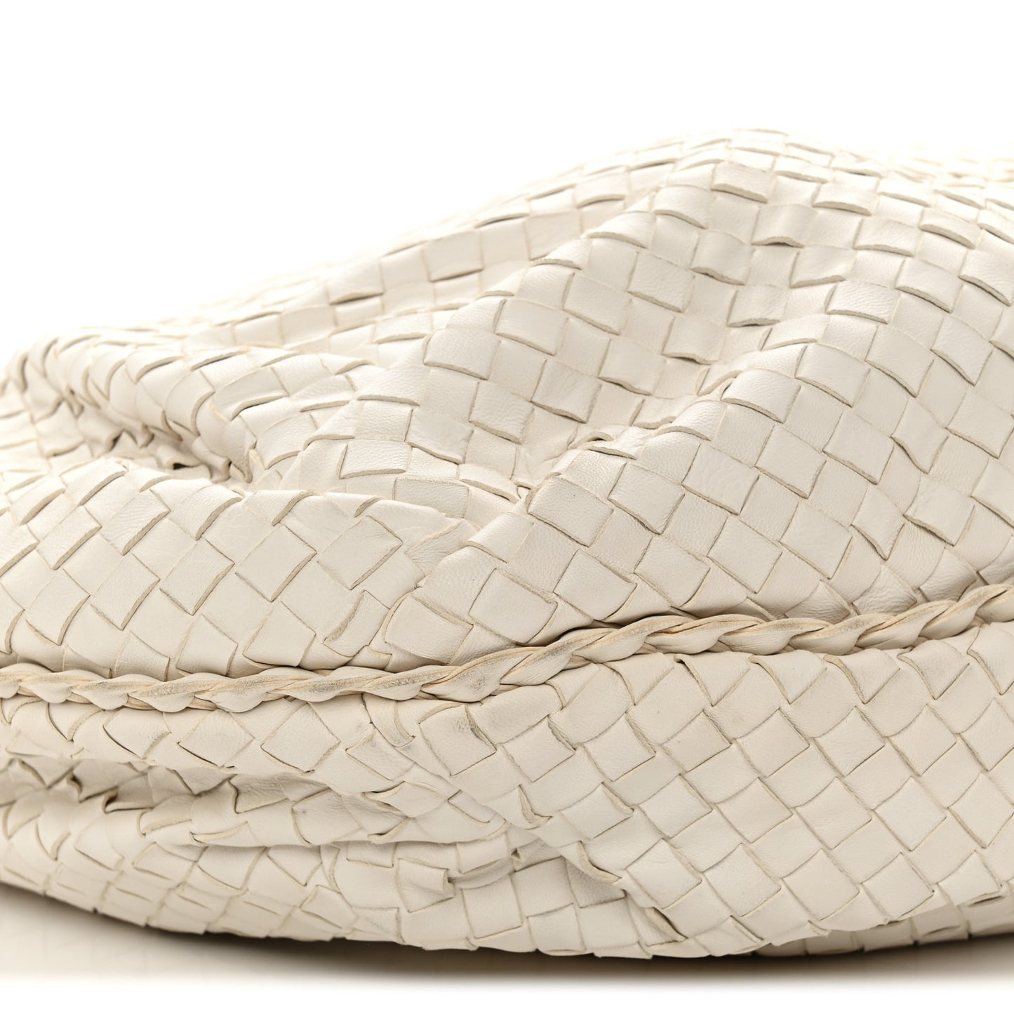 Nappa Intrecciato Large Belly Veneta Hobo White