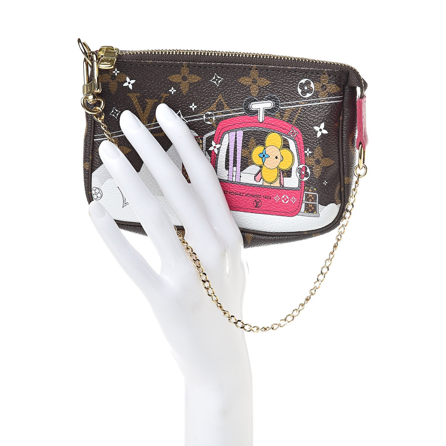 Louis Vuitton Monogram 2019 Christmas Animation Mini Courchevel Pochette Accessories Fuchsia 2 of 8
