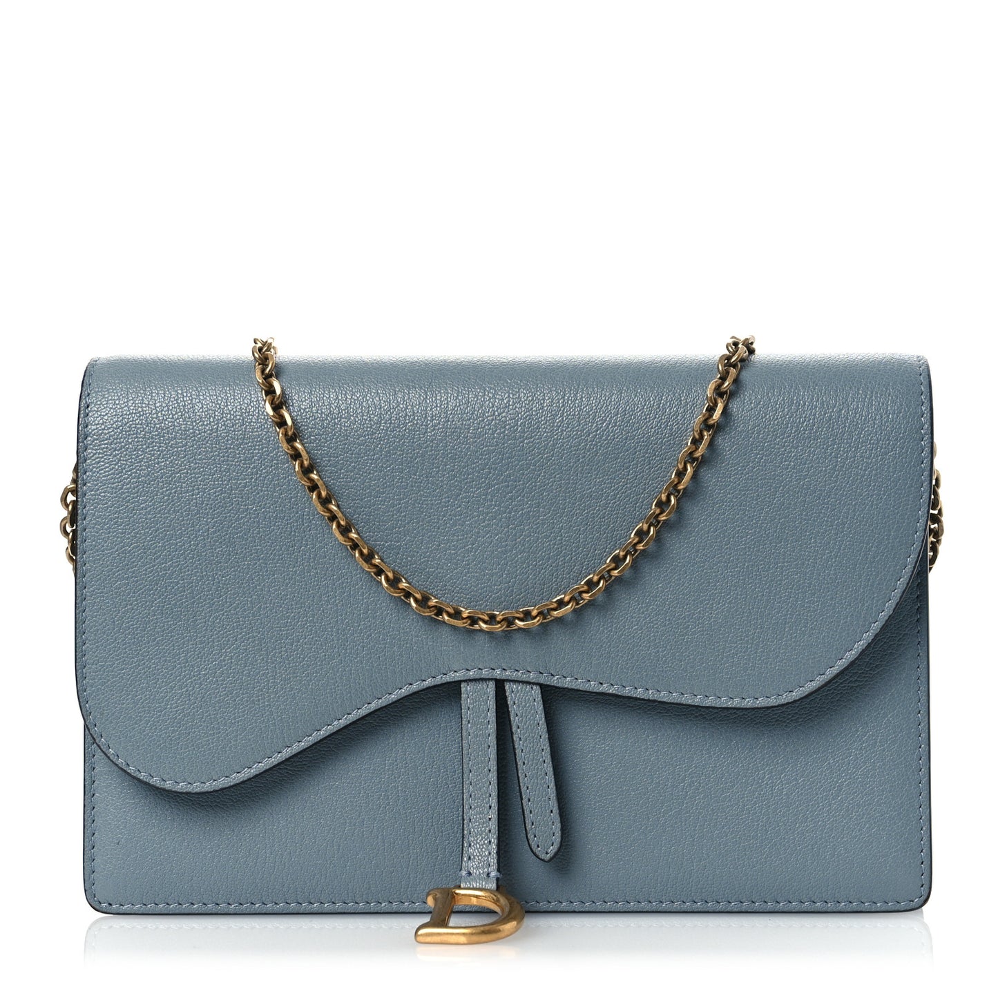 Goatskin Saddle Chain Pouch Cloud Blue