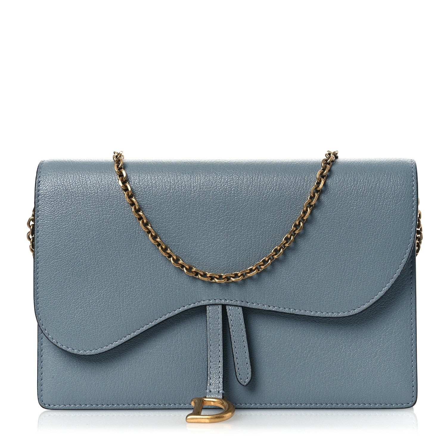 Christian Dior Goatskin Saddle Chain Pouch Cloud Blue 1 of 14