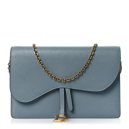 Christian Dior Goatskin Saddle Chain Pouch Cloud Blue 1 of 14