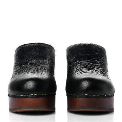 Chanel Crackled Sheepskin CC Mules 36 Black 2 of 10
