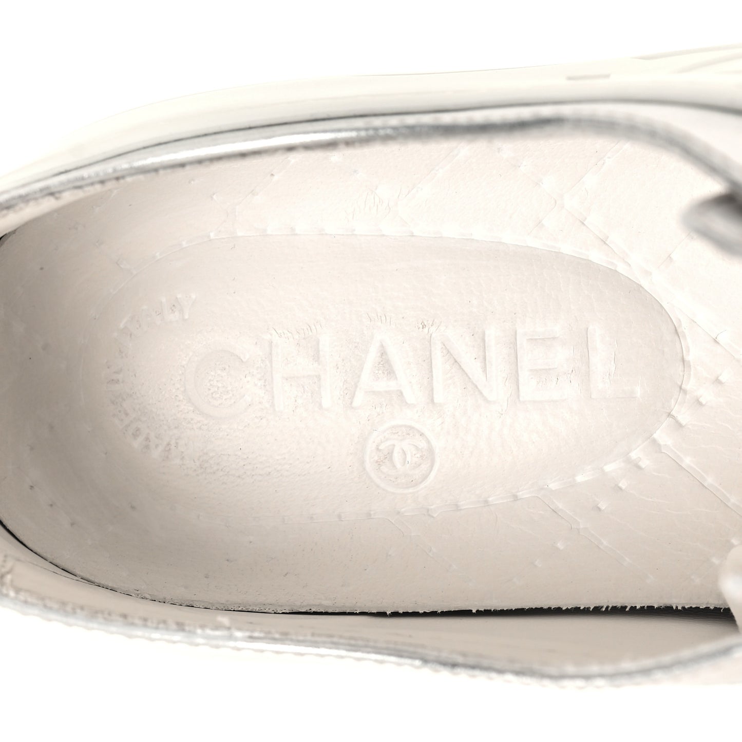 Iridescent Goatskin Womens Sneakers 36.5 White Silver