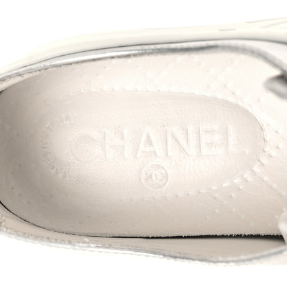 Chanel Iridescent Goatskin Womens Sneakers 36.5 White Silver 8 of 10