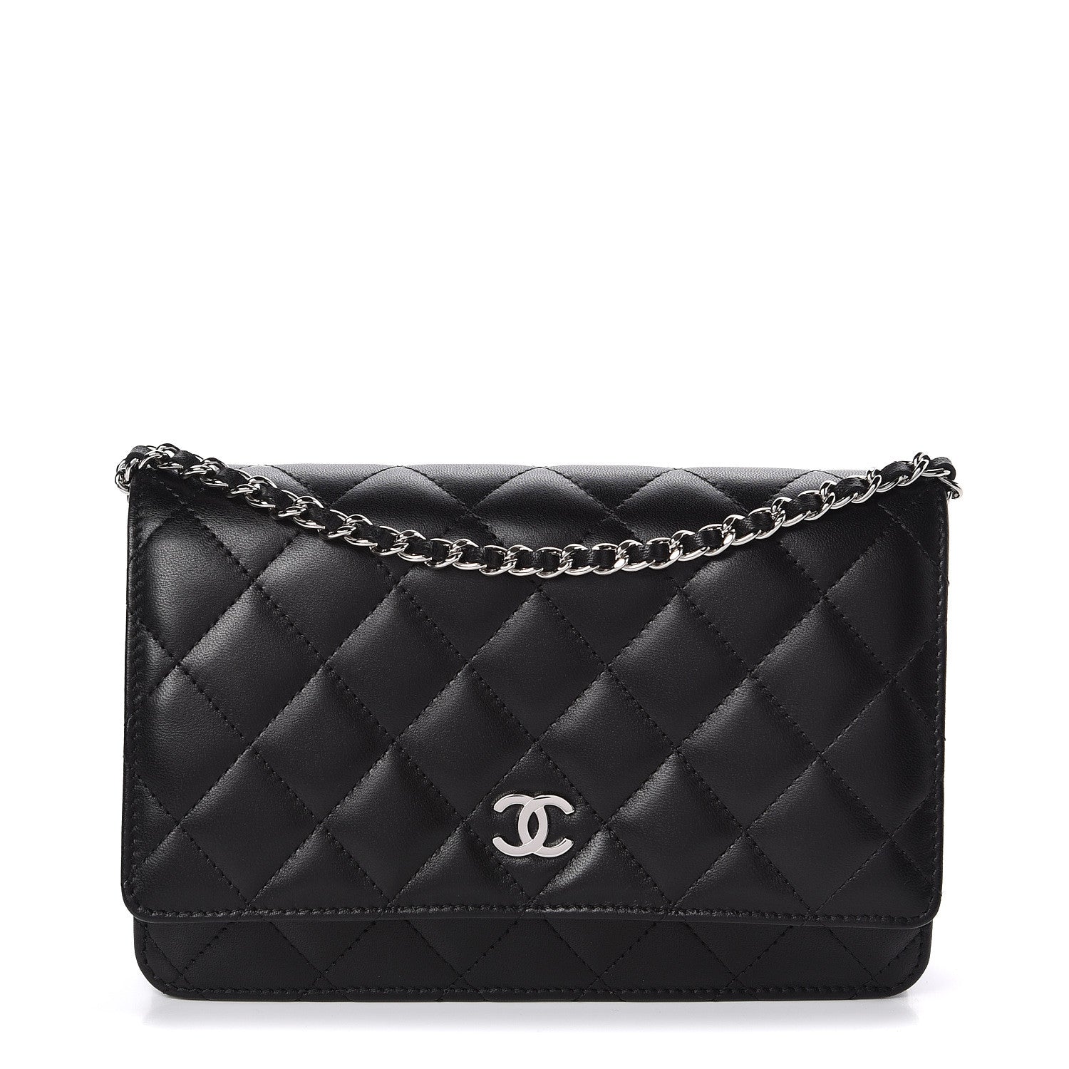 Chanel Lambskin Quilted Wallet On Chain WOC Black 1 of 11