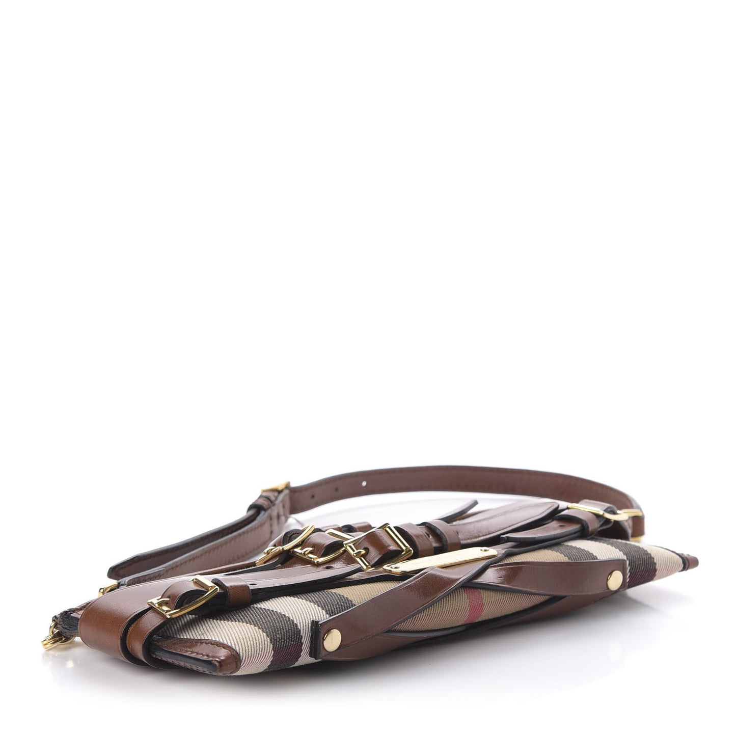 House Check Bridle Calfskin Mini Parmoor Clutch Bag Dark Tan