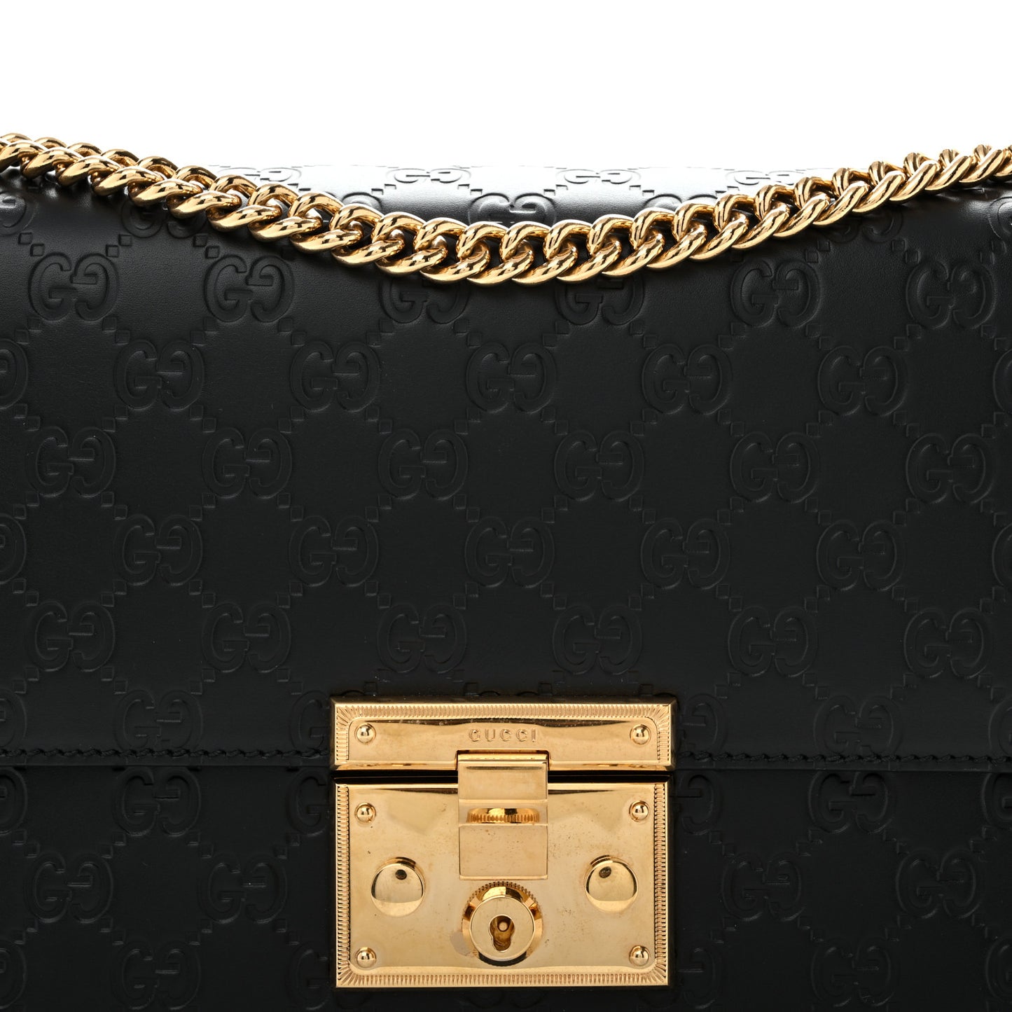 Guccissima Medium Padlock Shoulder Bag Black