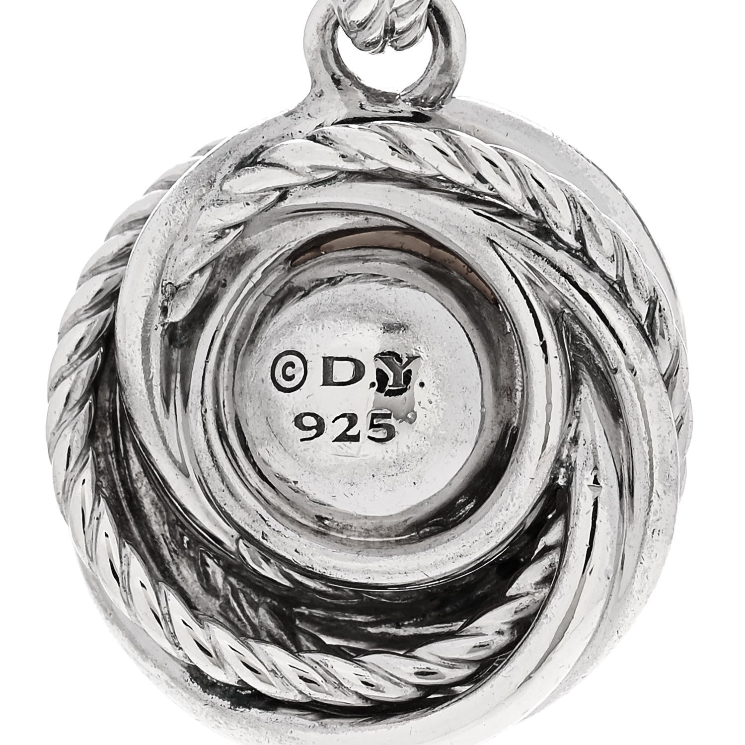 David Yurman Sterling Silver Diamond Pearl 10mm Crossover Pendant 4 of 4
