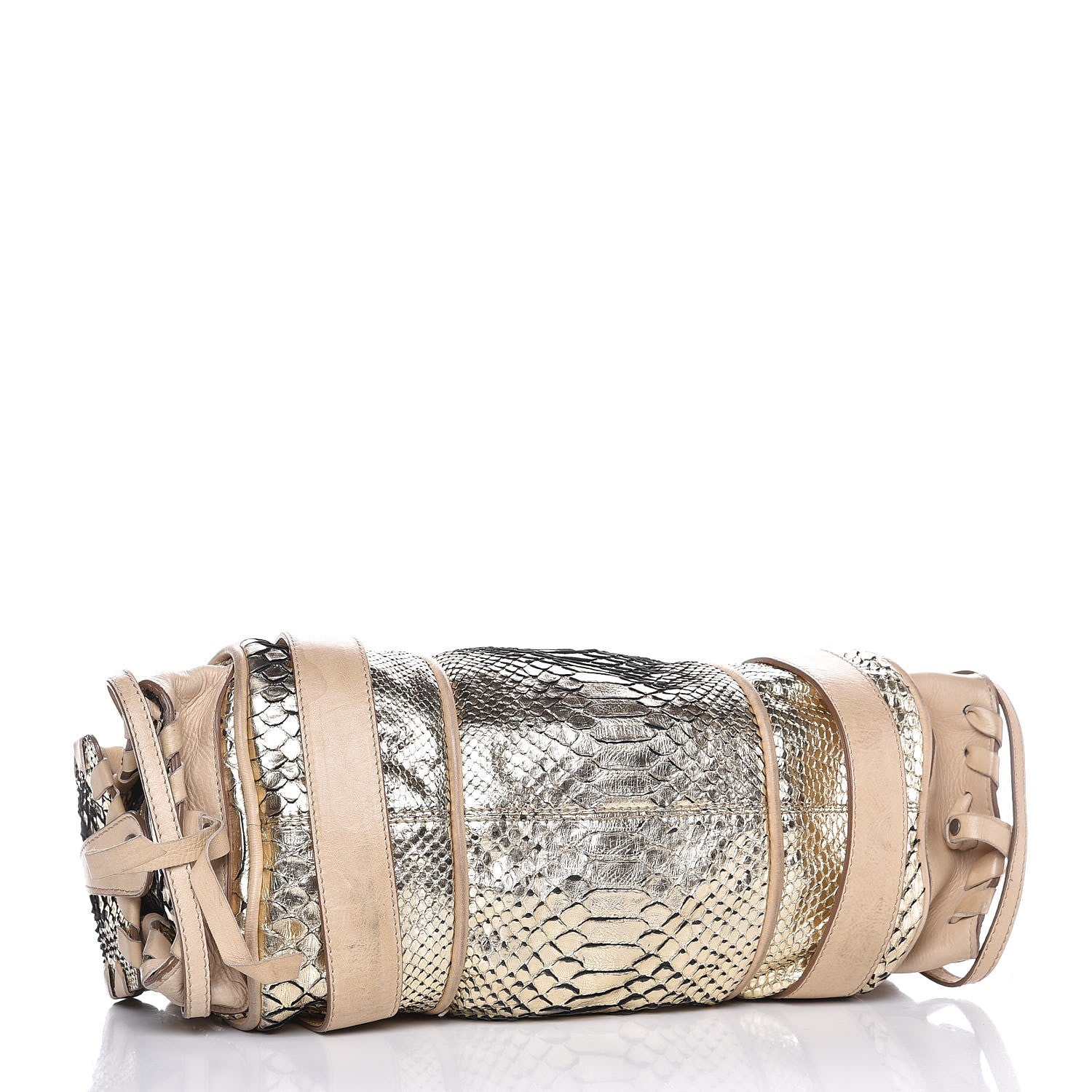 Chloe Metallic Python Calfskin Silverado Shoulder Bag Silver Beige 4 of 14