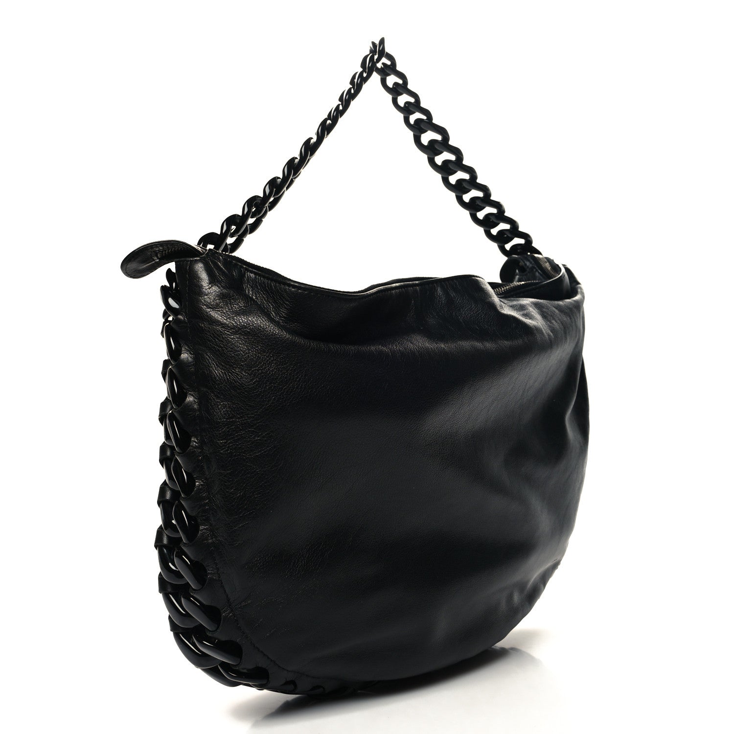 Chanel Calfskin Modern Chain Rhodoid Hobo Black 3 of 10