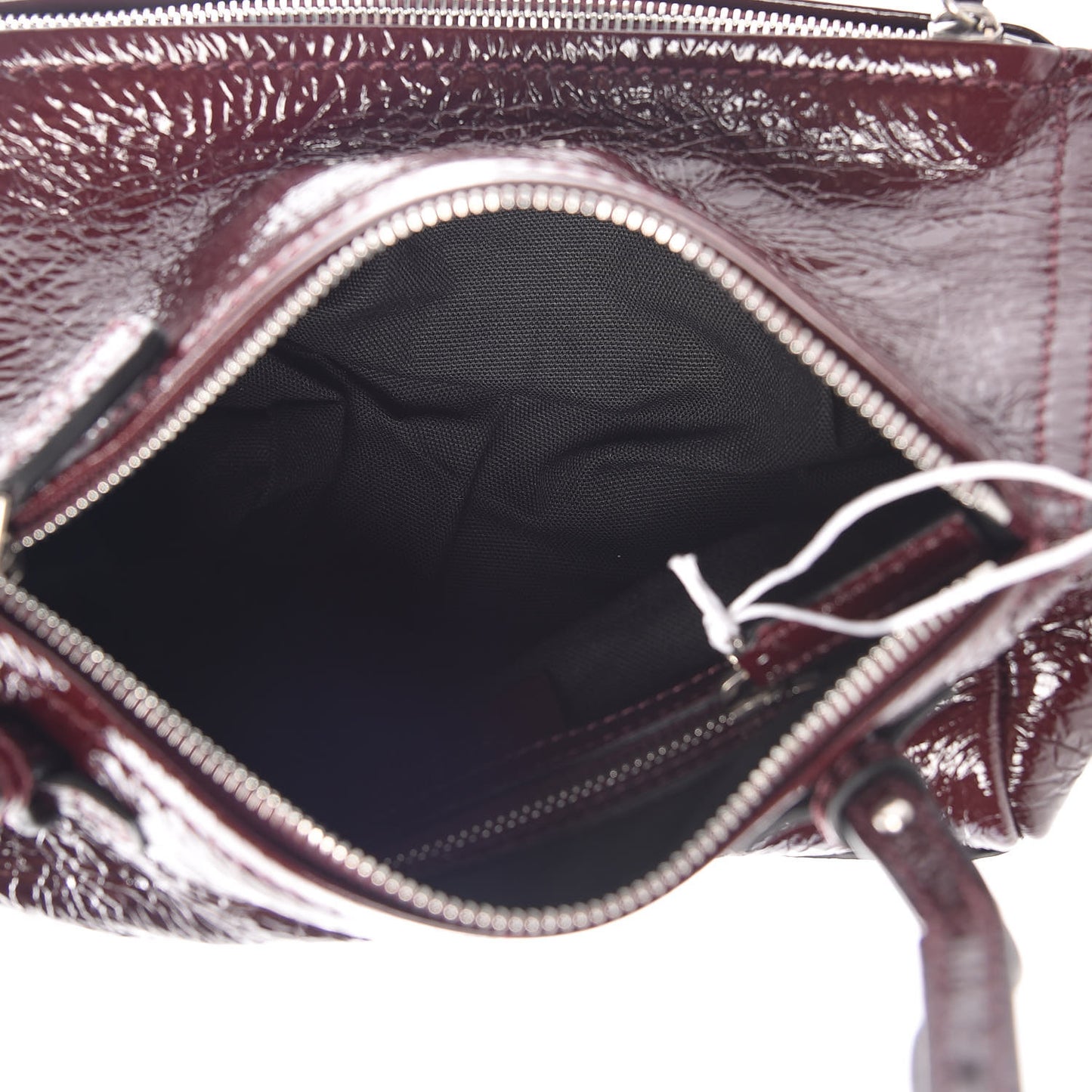 Crinkled Patent Deerskin Mini Pandora Aubergine