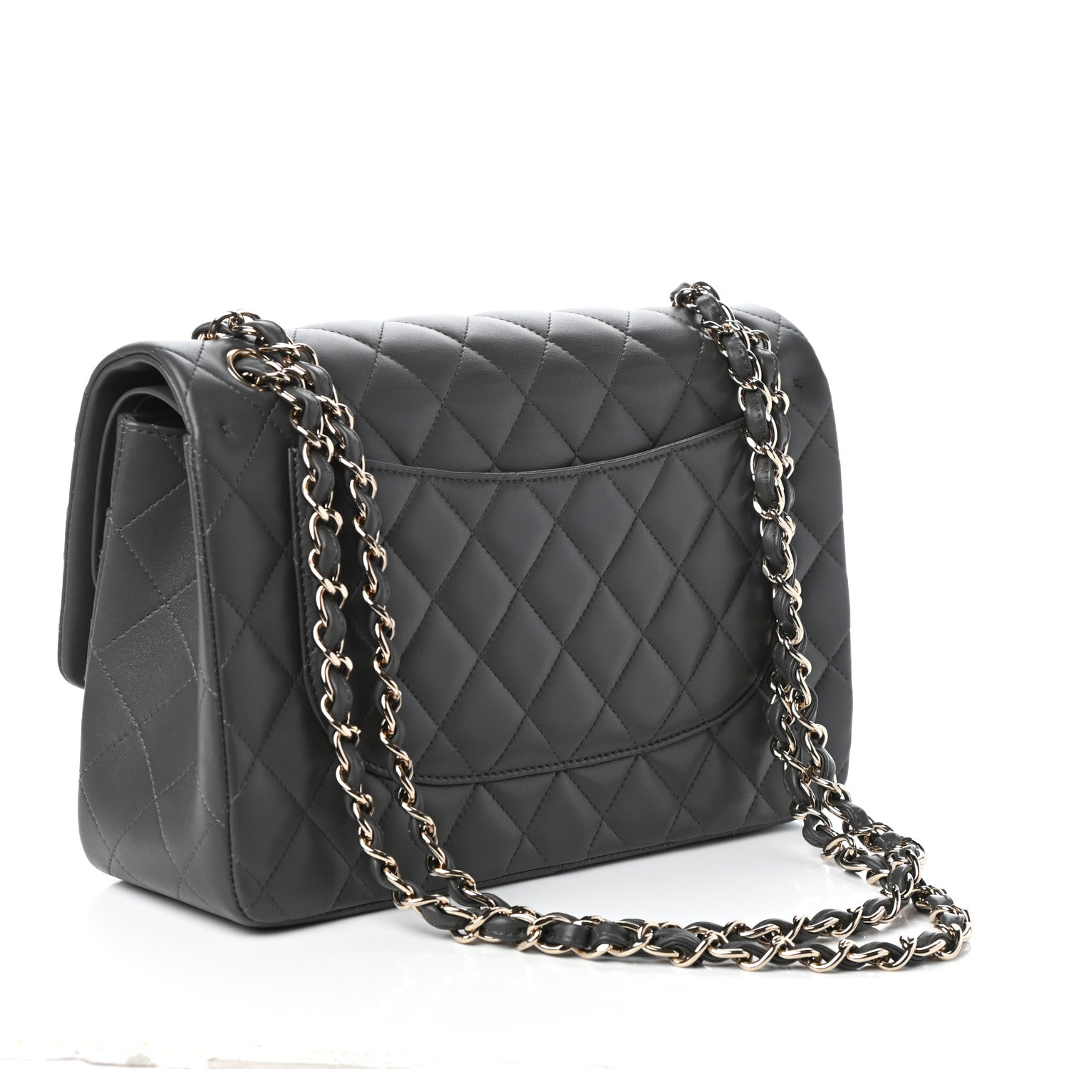 Chanel Lambskin Quilted Jumbo Double Flap Grey 3 of 9