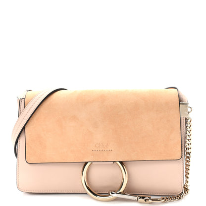 Chloe Suede Calfskin Small Faye Shoulder Bag Cement Pink 1 of 8