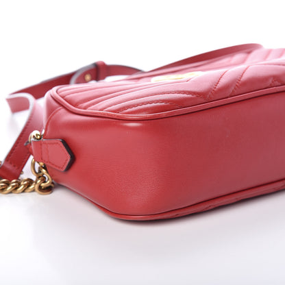 Gucci Calfskin Matelasse Small GG Marmont Chain Shoulder Bag Hibiscus Red 5 of 9