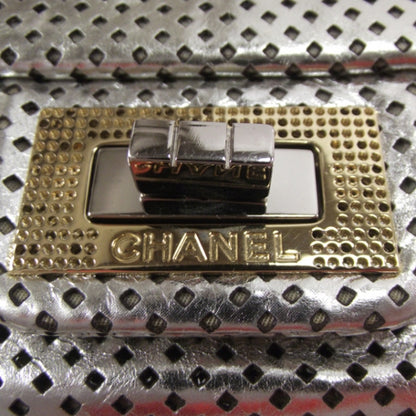 Chanel Metallic Crackled Calfskin Perforated Drill Flap Silver 7 of 12