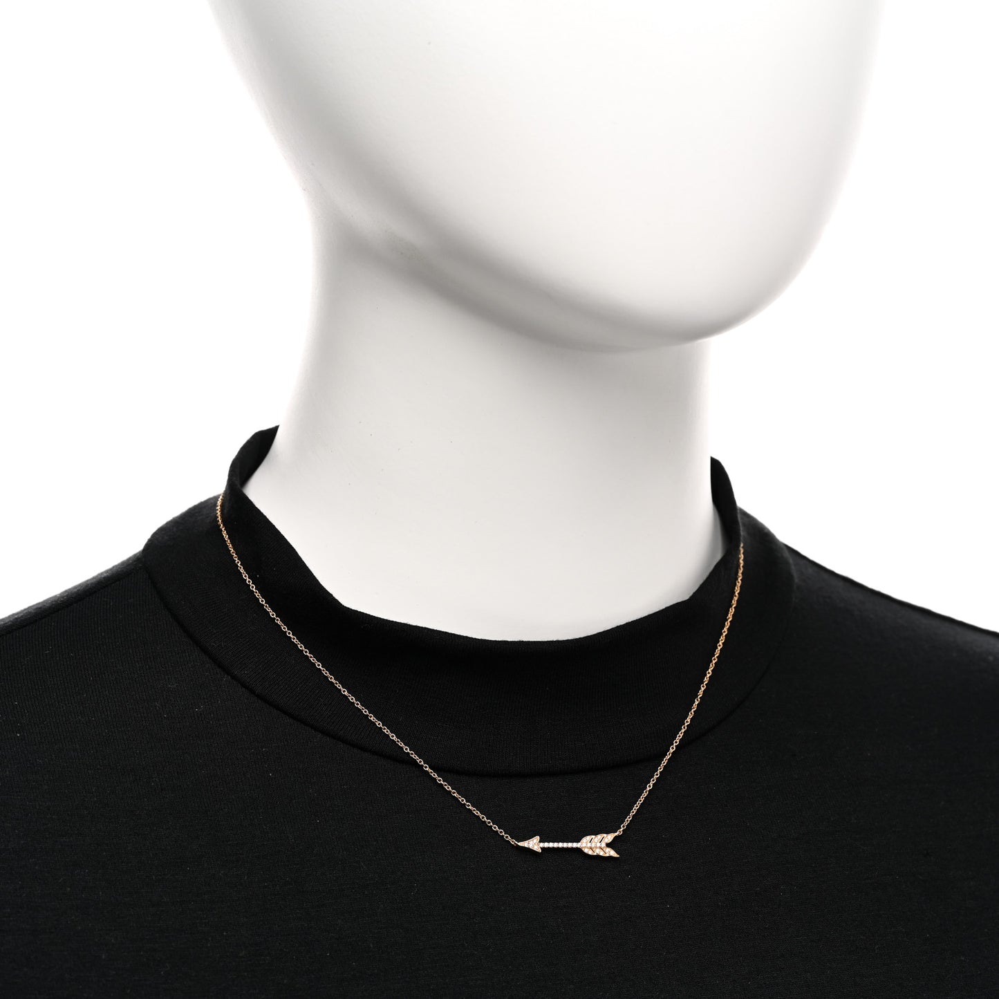 18K Rose Gold Diamond Arrow Pendant Necklace