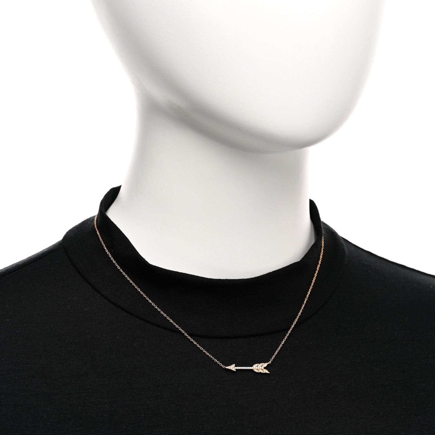 Tiffany 18K Rose Gold Diamond Arrow Pendant Necklace 2 of 5