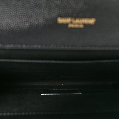 Saint Laurent Grain De Poudre Matelasse Chevron Monogram Envelope Clutch Black 5 of 8