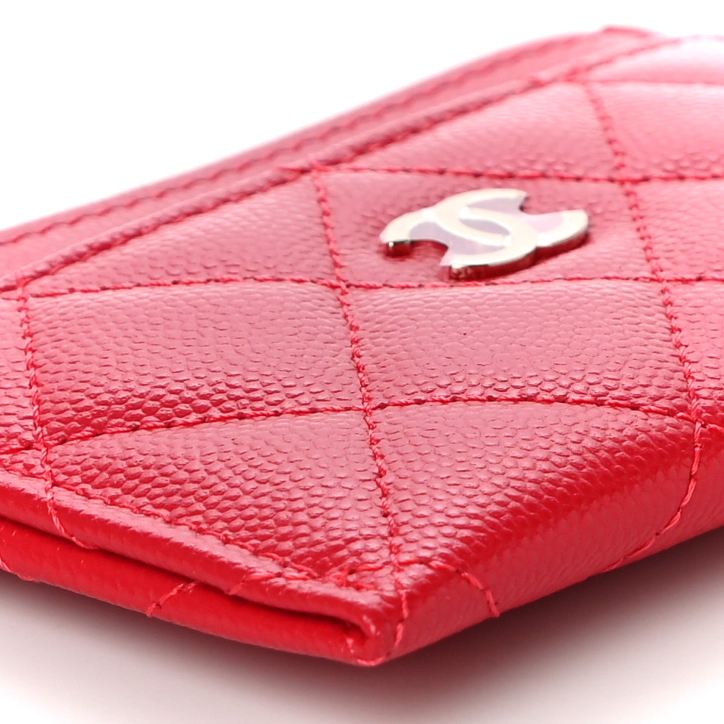 Caviar Quilted Card Holder Red