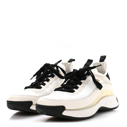 Chanel Velvet Calfskin Mixed Fibers CC Sneakers 40 Ivory Black 4 of 8