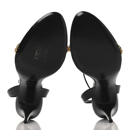 Saint Laurent Calfskin Chain Ankle Strap Sandals 39.5 Black 6 of 8