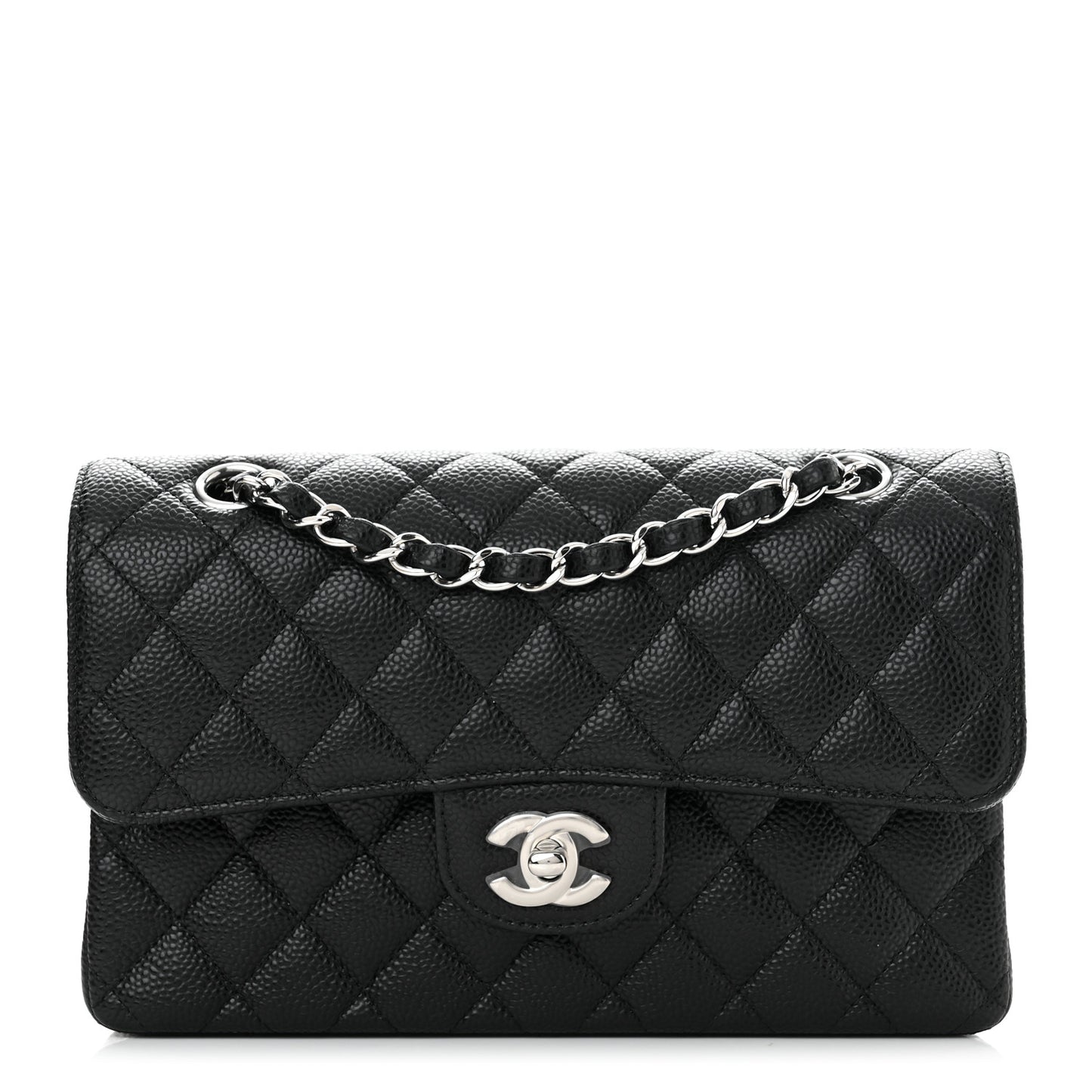 Caviar Quilted Small Double Flap Black