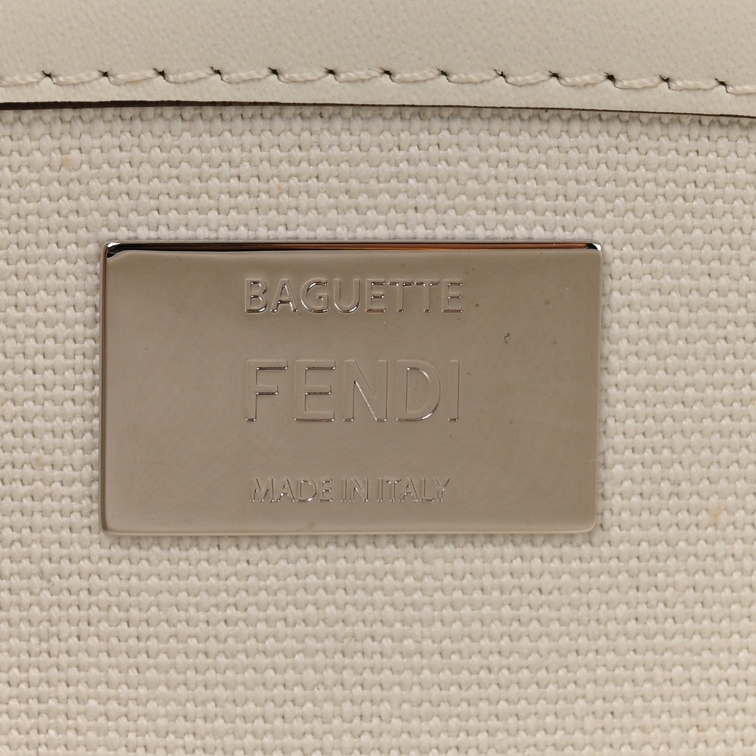 Fendi Canvas Vitello King FF Embroidered Baguette White Black 6 of 10