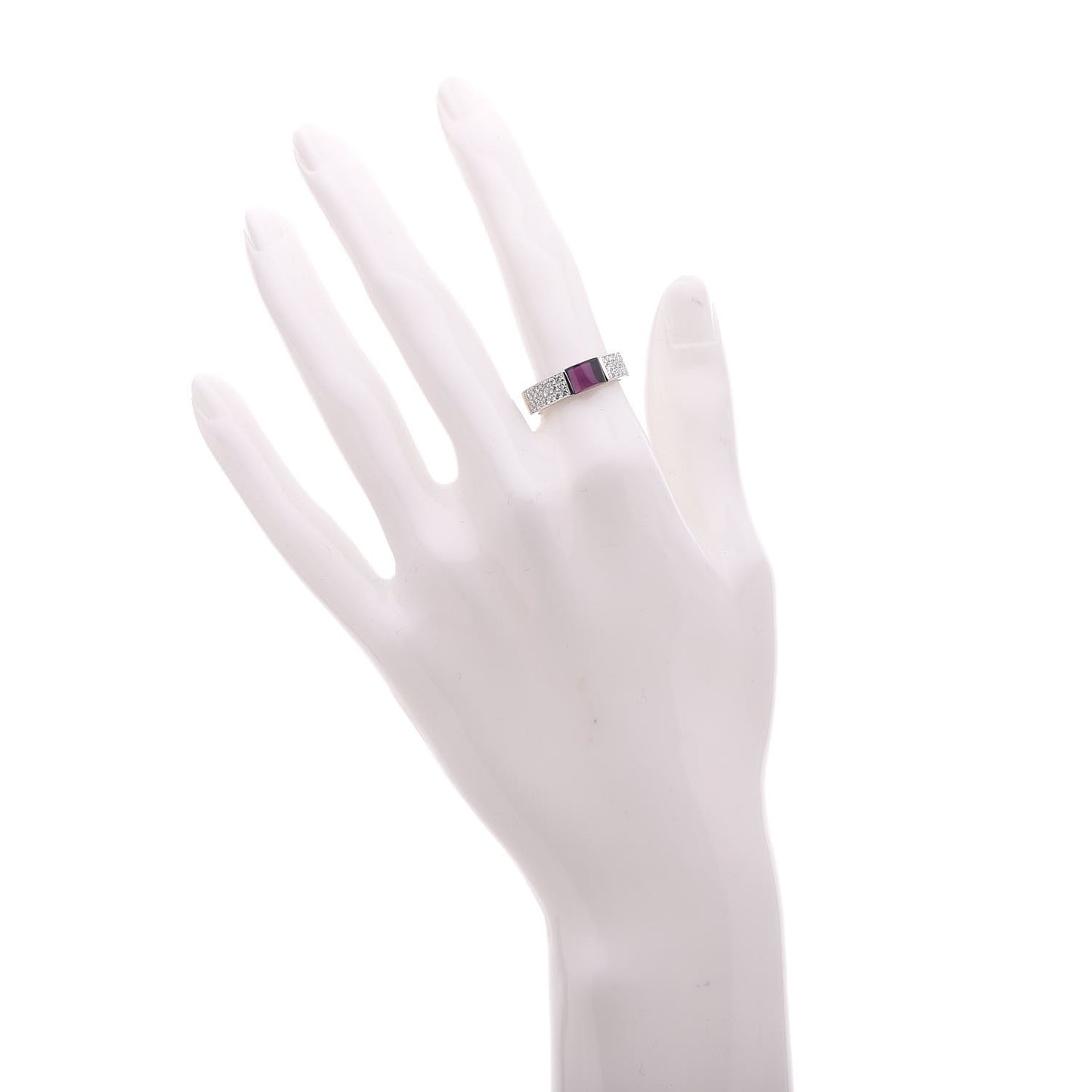 18K White Gold Amethyst Diamond Band Ring 53.5 6.5