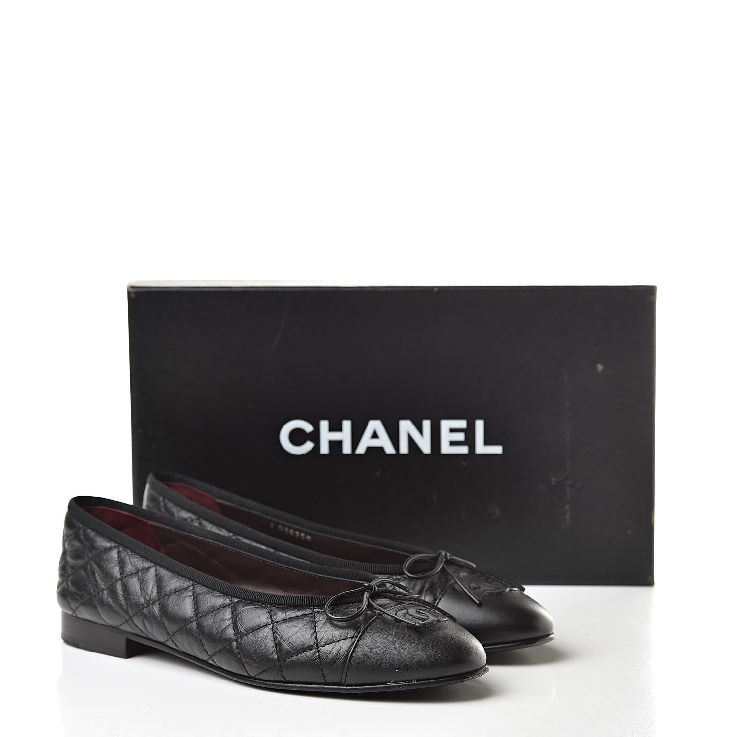 Chanel Aged Calfskin Quilted Cap Toe Ballerina Flats 37.5 Black 15 of 15