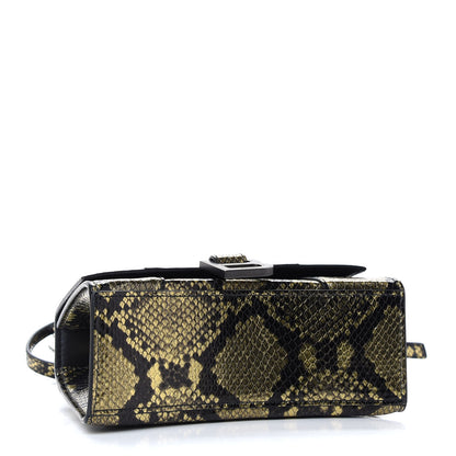 Balenciaga Shiny Calfskin Snakeskin Embossed Hourglass Top Handle Bag XS Gold Black 4 of 8