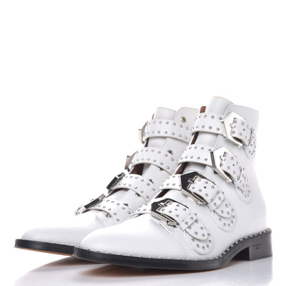 Givenchy Calfskin Studded Prue Buckle Bootie 38.5 White 3 of 12