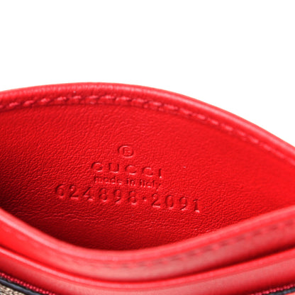 Gucci GG Supreme Monogram Apple Card Holder Beige Multicolor Lobster Red 6 of 6
