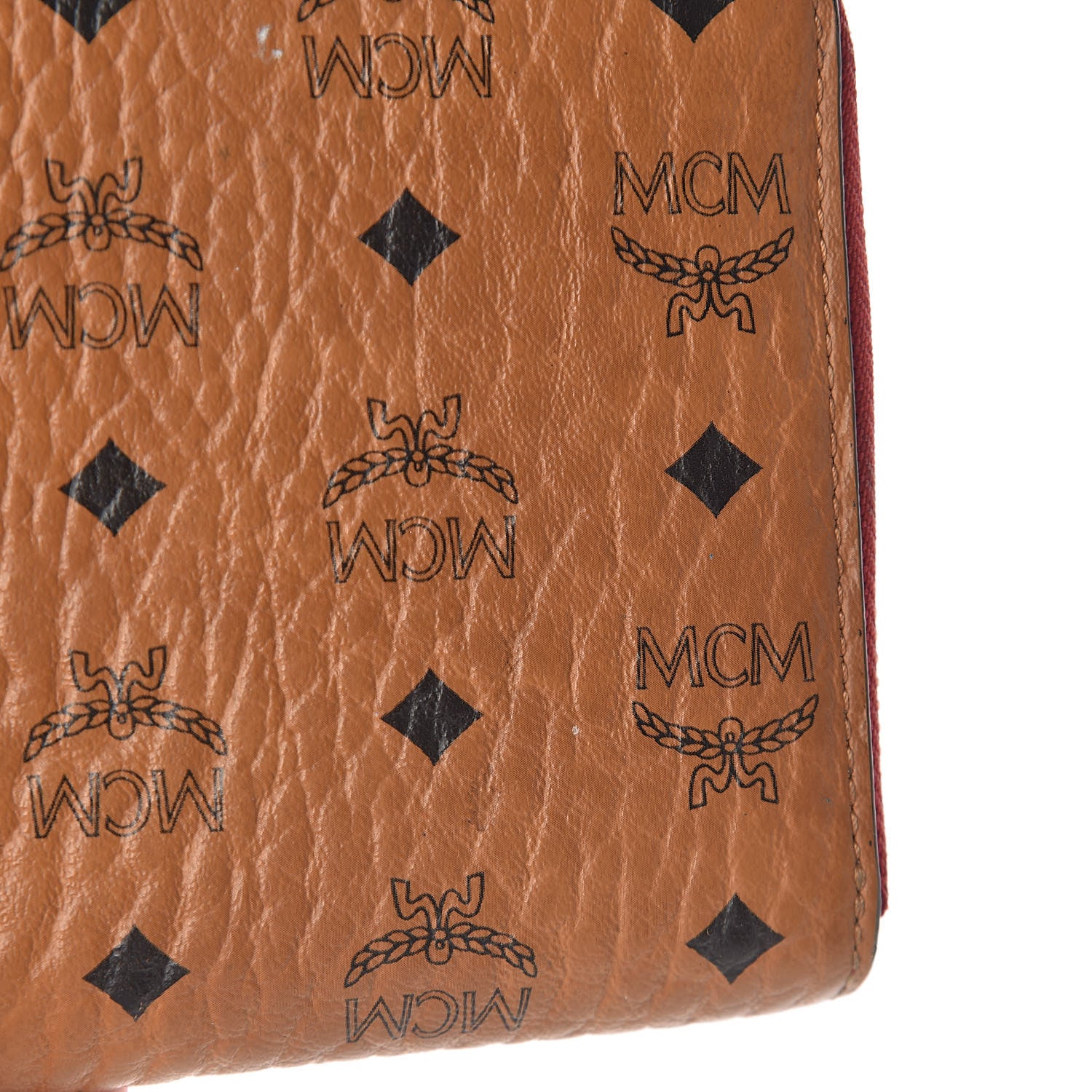 MCM Visetos Large Zip Around Wallet Cognac Red 14 of 17