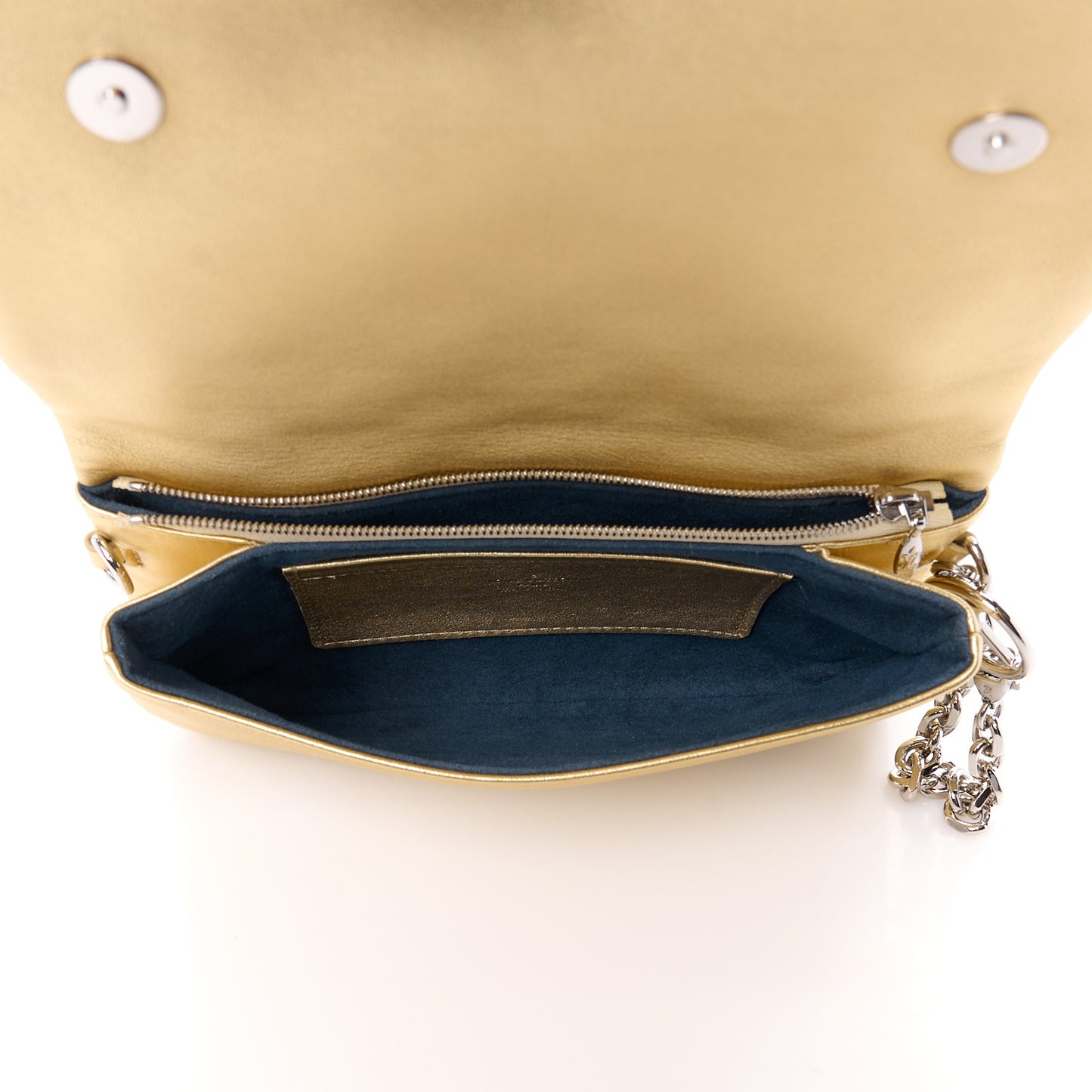 Metallic Lambskin Embossed Monogram Pochette Coussin Gold